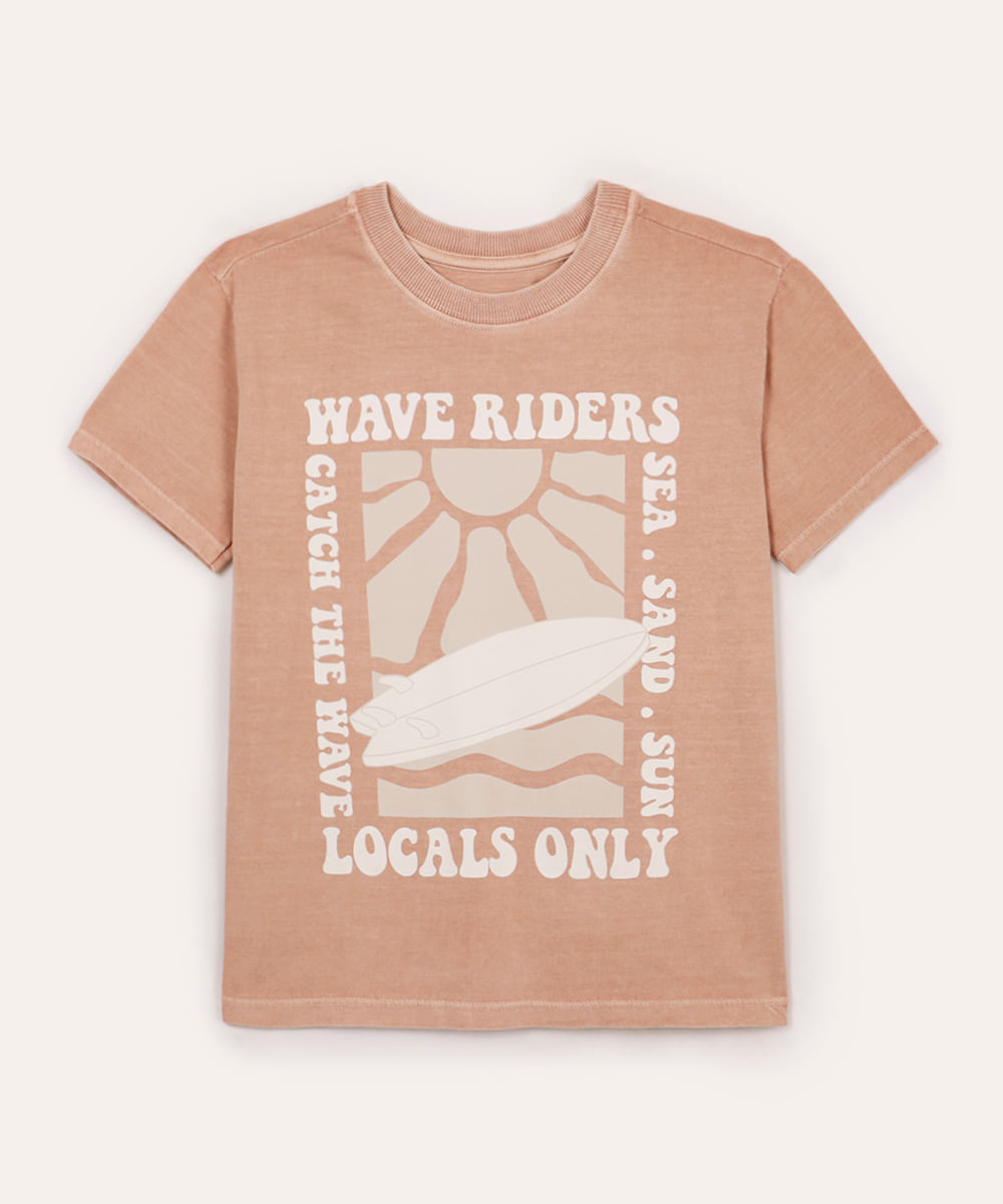 camiseta infantil de algodão estampada rosa