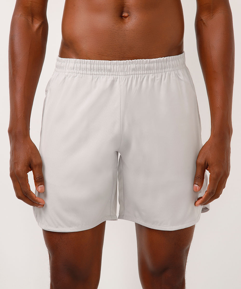 short com bolsos esportivo cinza