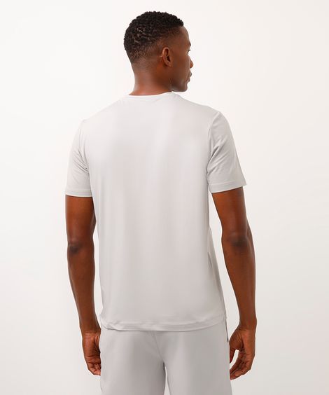 camiseta slim manga curta com recortes esportiva cinza