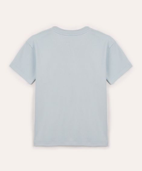 camiseta de algodão infantil com bolso azul