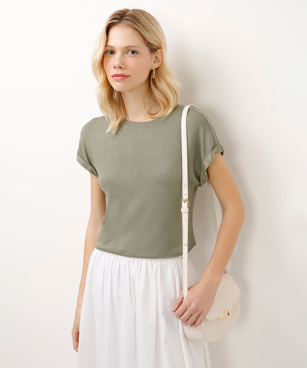 blusa de viscose canelada verde