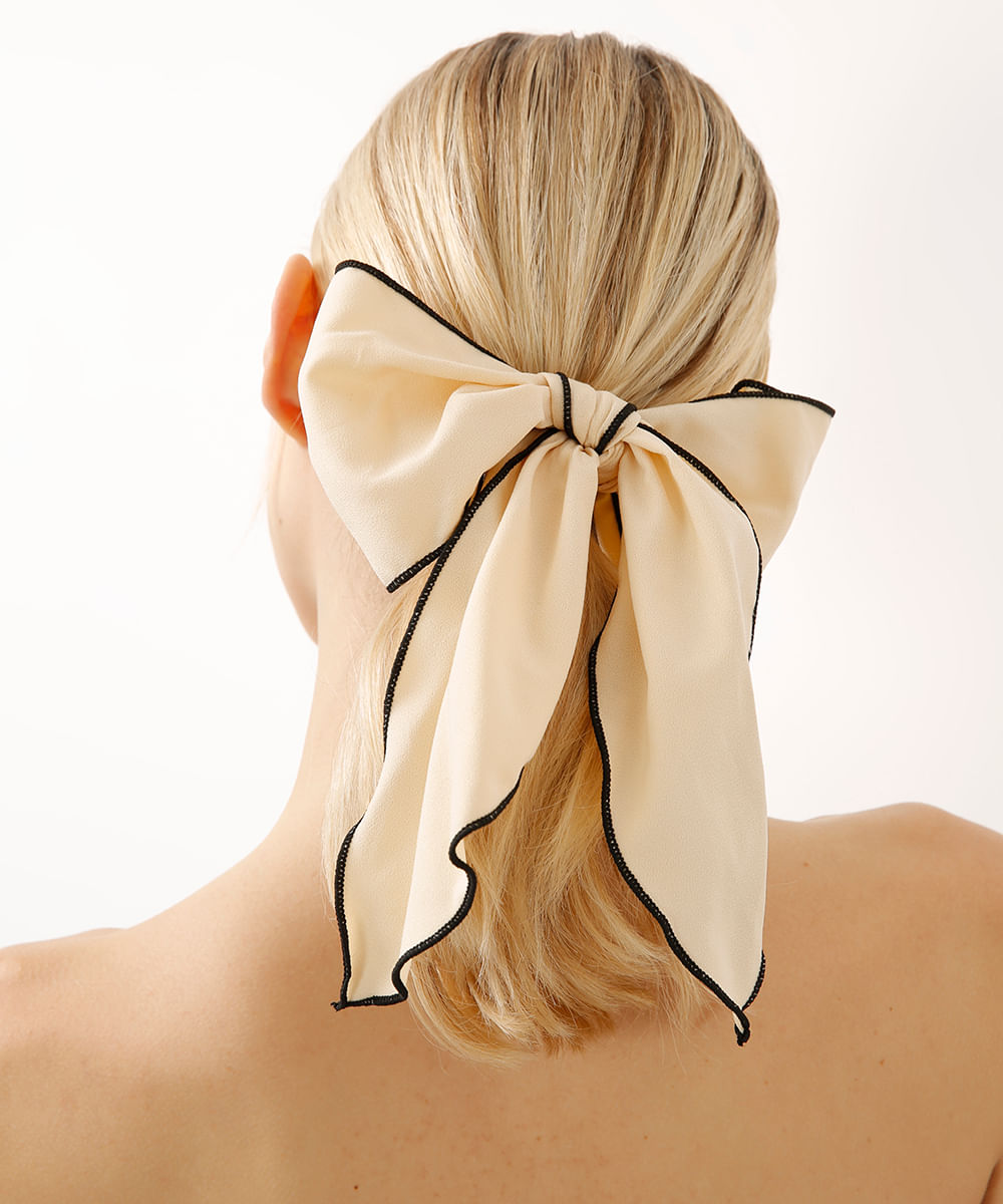 laço de cabelo bicolor bege