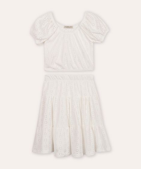 conjunto infantil de laise off white