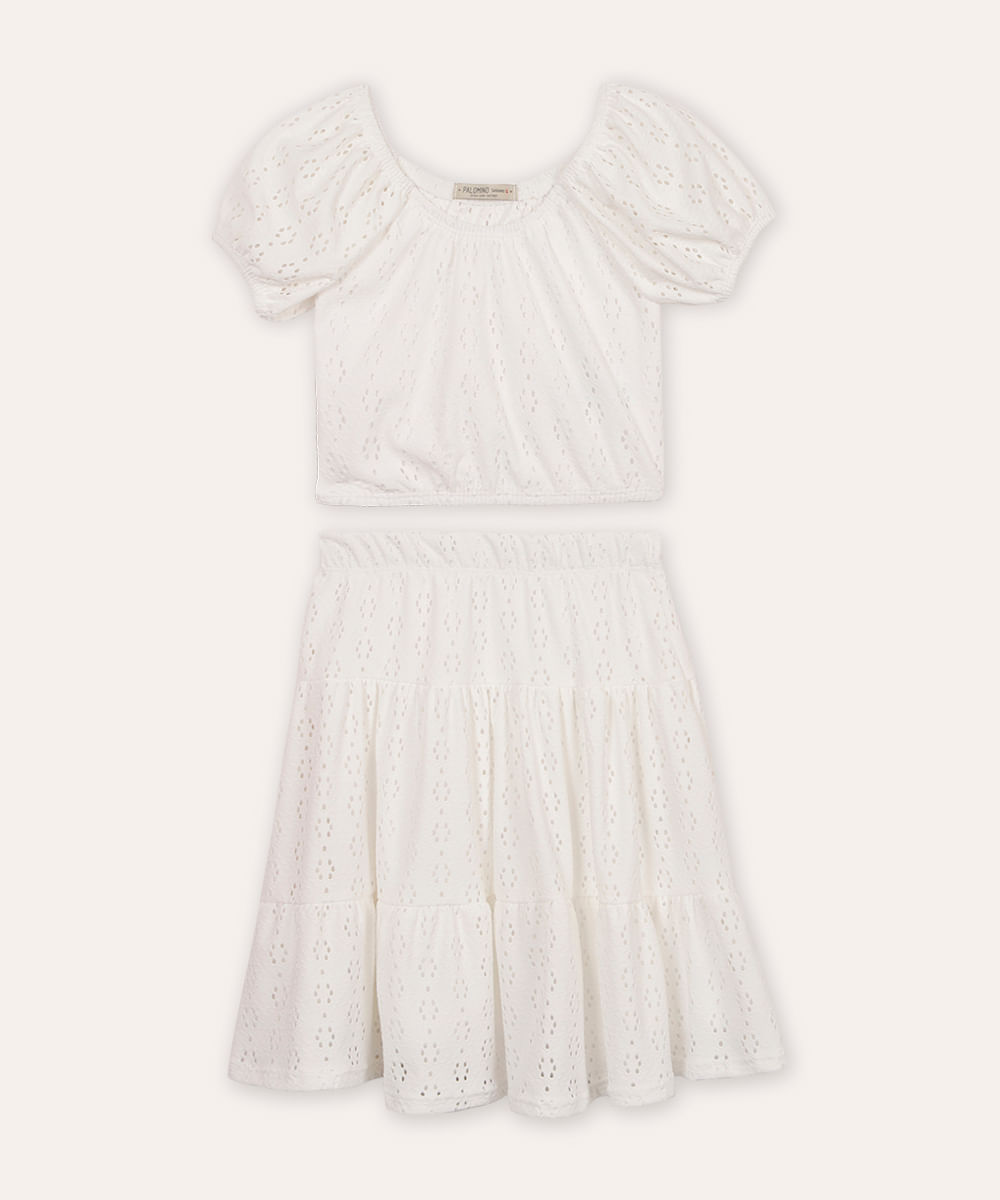 conjunto infantil de laise off white
