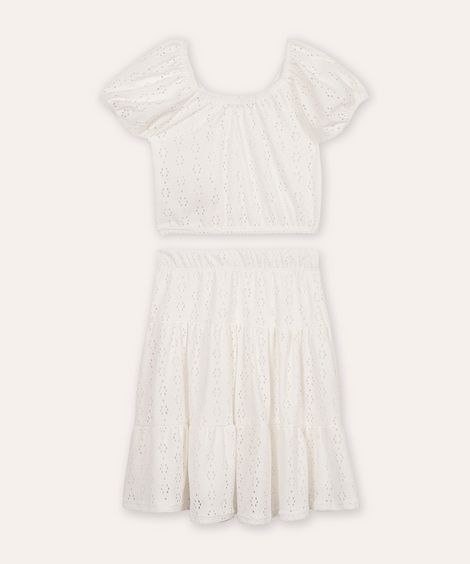 conjunto infantil de laise off white
