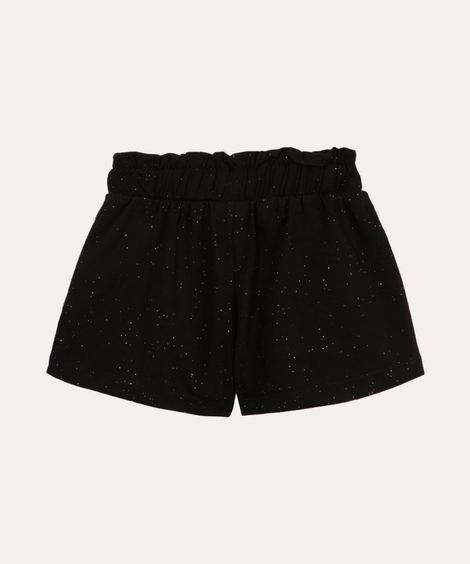 short clochard infantil com glitter preto