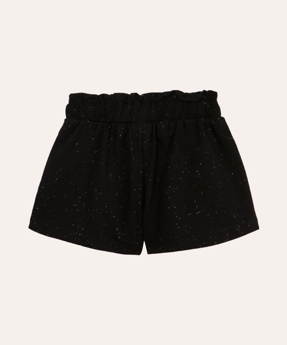 short clochard infantil com glitter preto