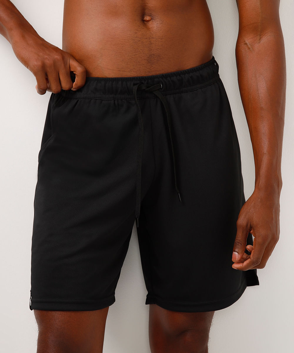bermuda esportiva masculina cós com cordão preta