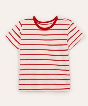 camiseta de algodão infantil listrada vermelha