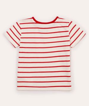 camiseta de algodão infantil listrada vermelha