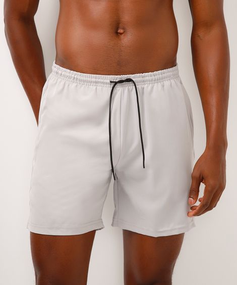 short running bolso com zíper esportivo - cinza claro