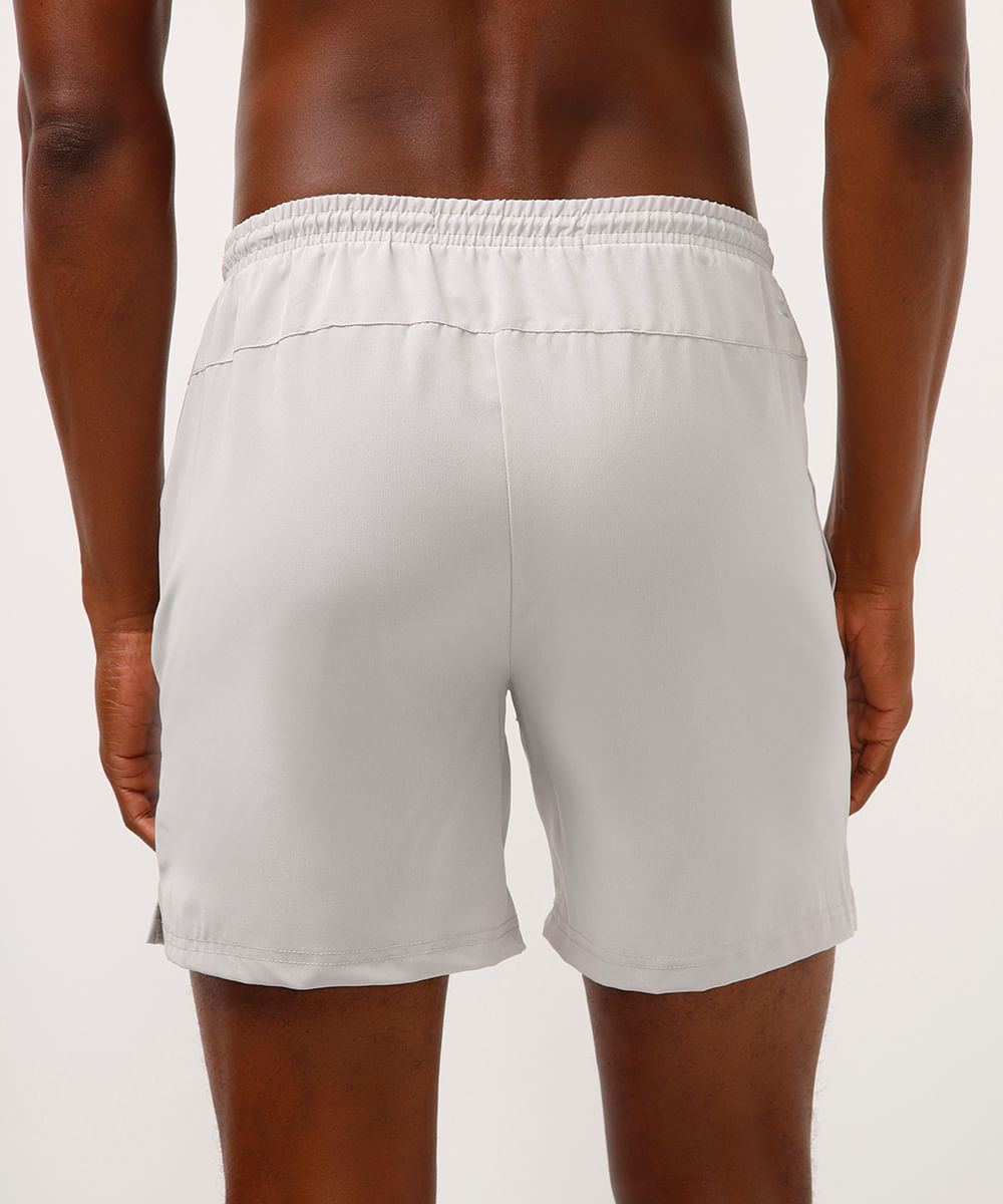 short running bolso com zíper esportivo - cinza claro