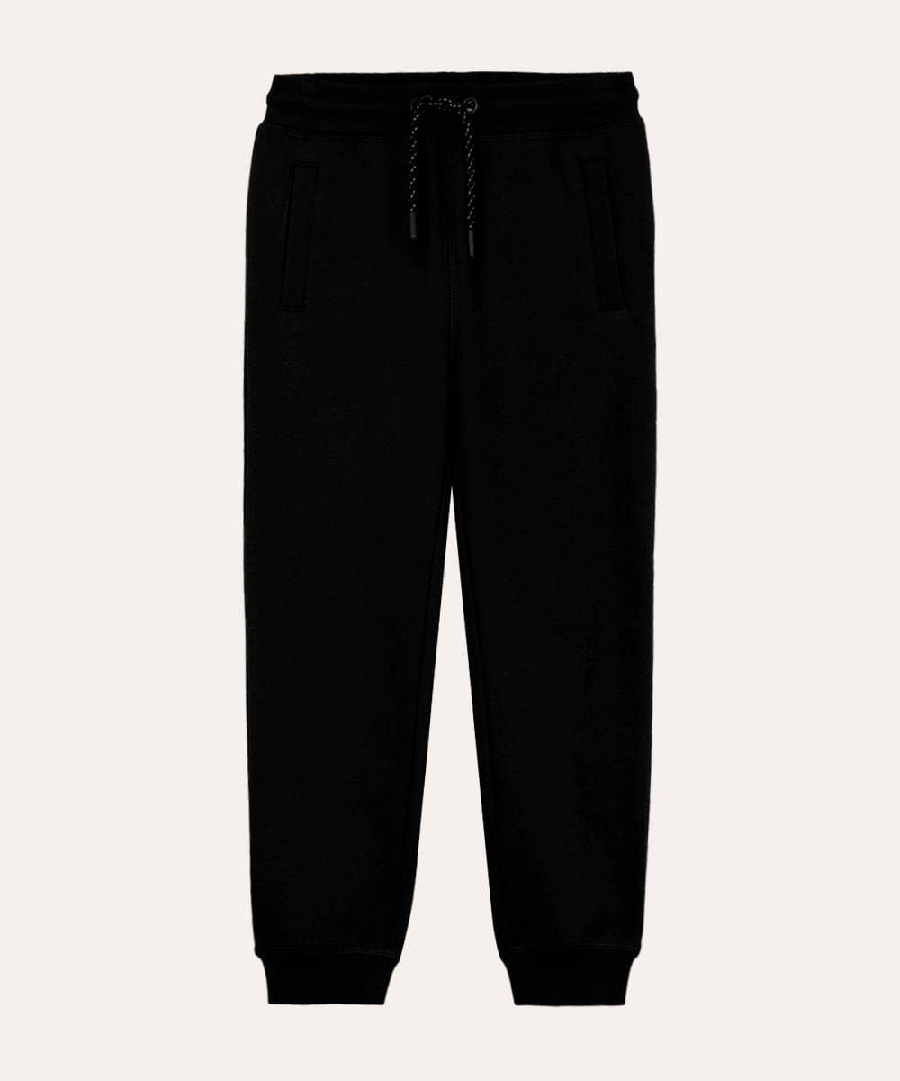 calça jogger infantil de moletom preta