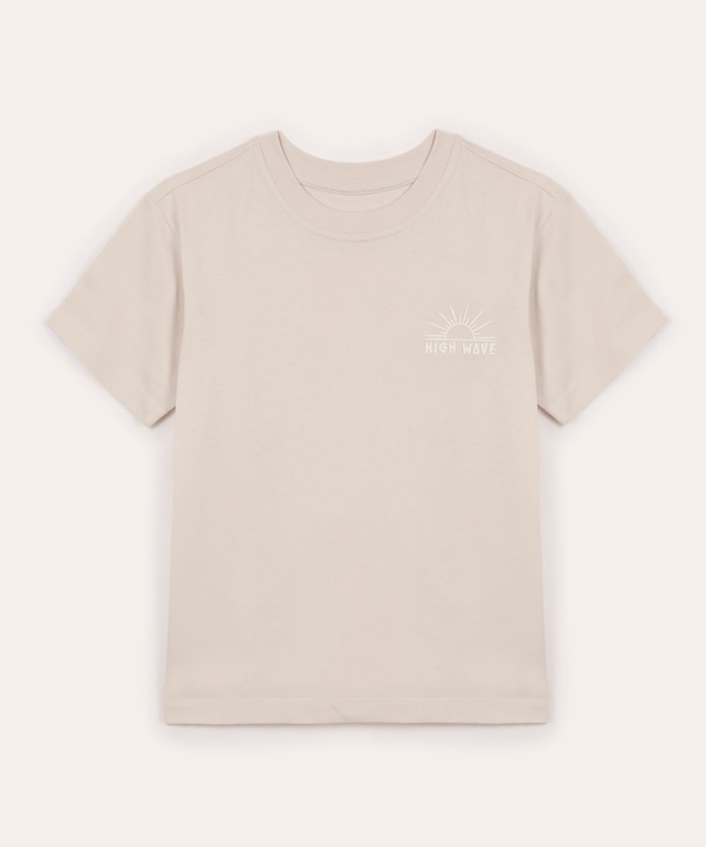 camiseta de algodão infantil manga curta high wave bege
