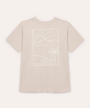 camiseta de algodão infantil manga curta high wave bege