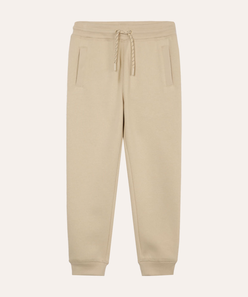 calça jogger infantil de moletom bege