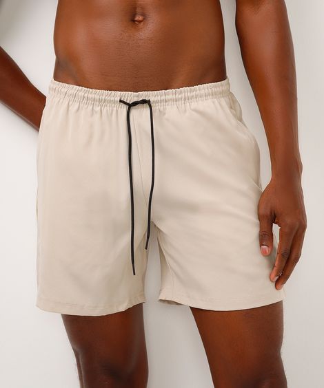 short running bolso com zíper esportivo - bege