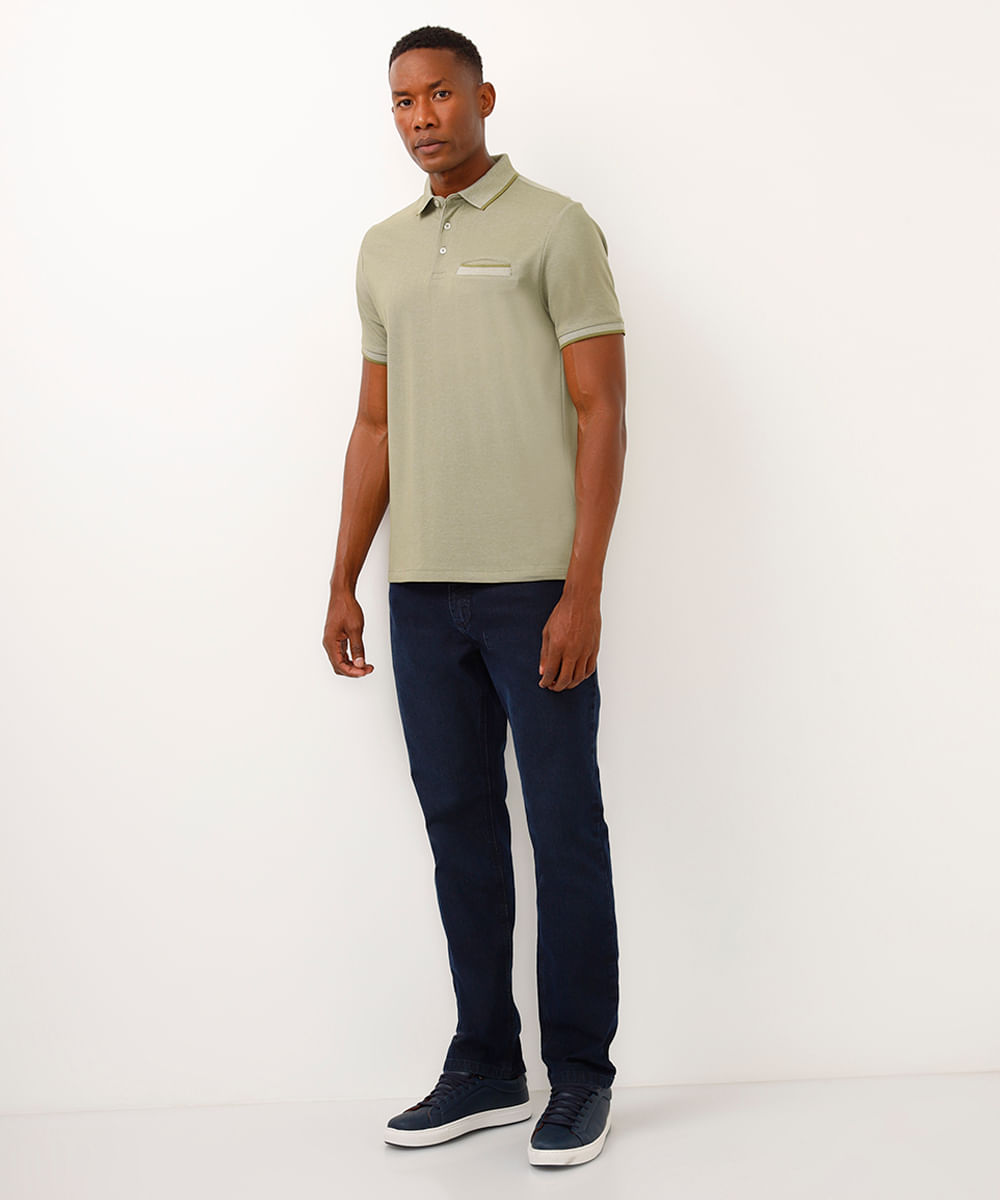 polo de algodão manga curta verde