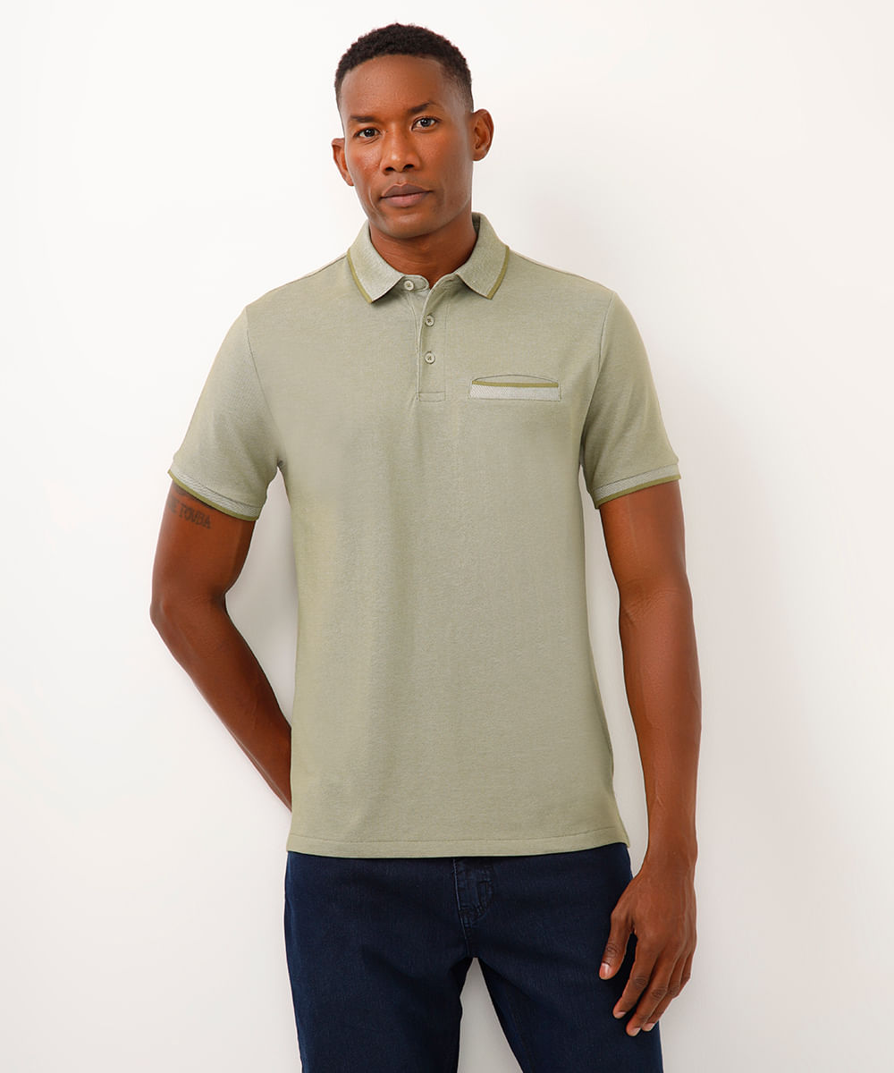 polo de algodão manga curta verde