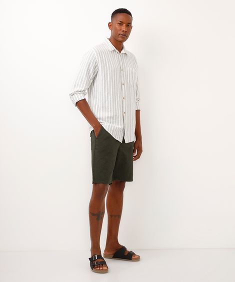 bermuda de alfaiataria com linho verde
