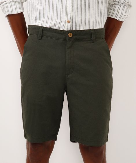 bermuda de alfaiataria com linho verde