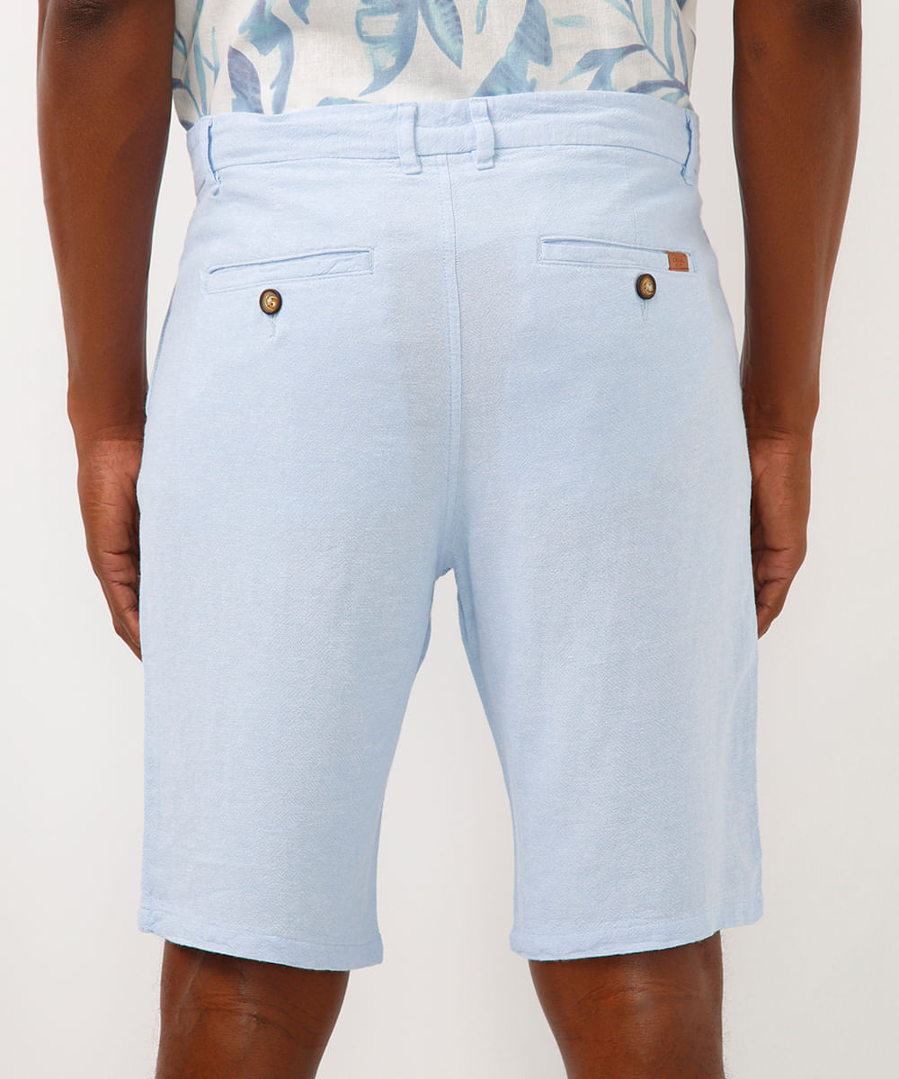 bermuda reta com linho azul