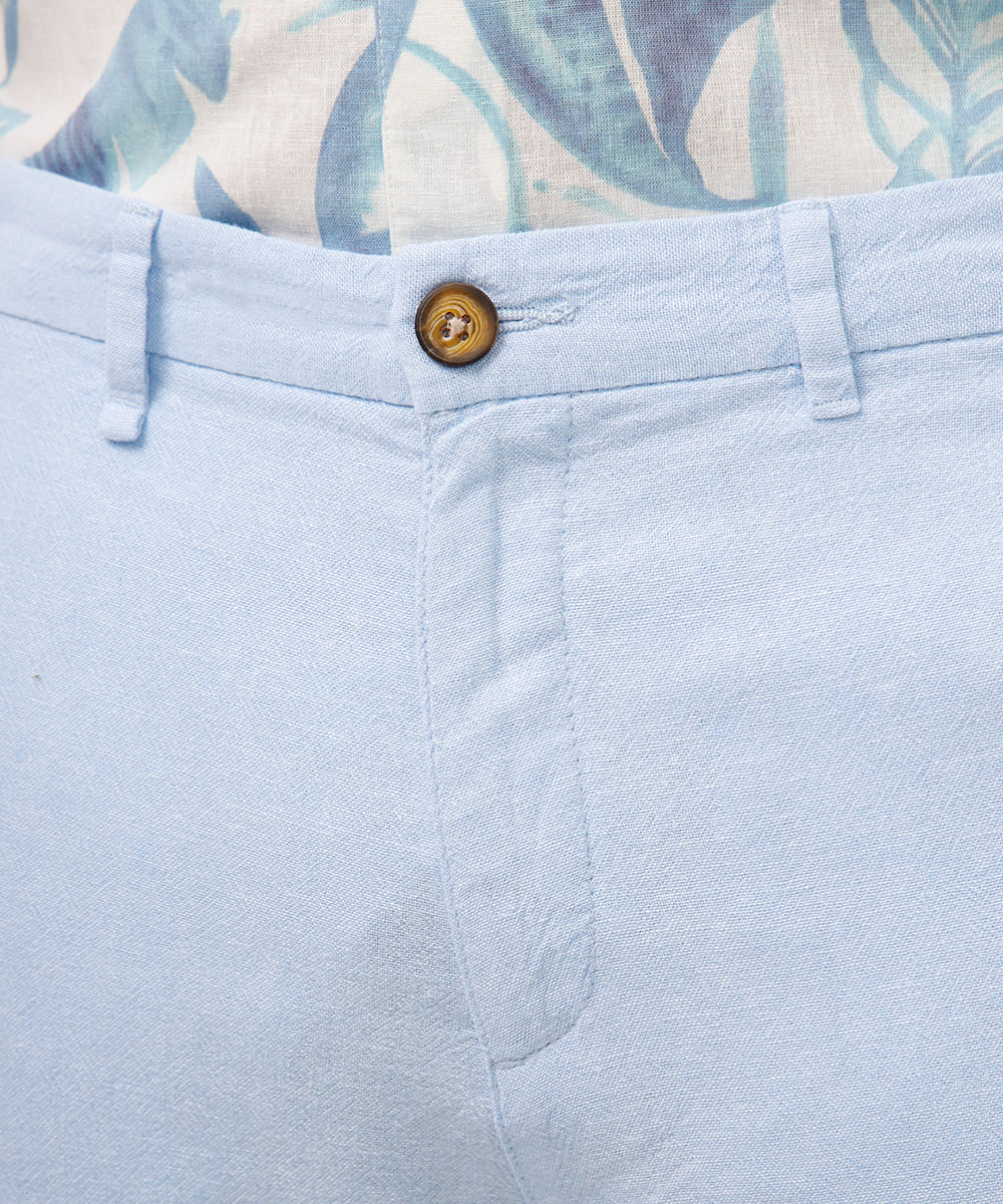 bermuda reta com linho azul