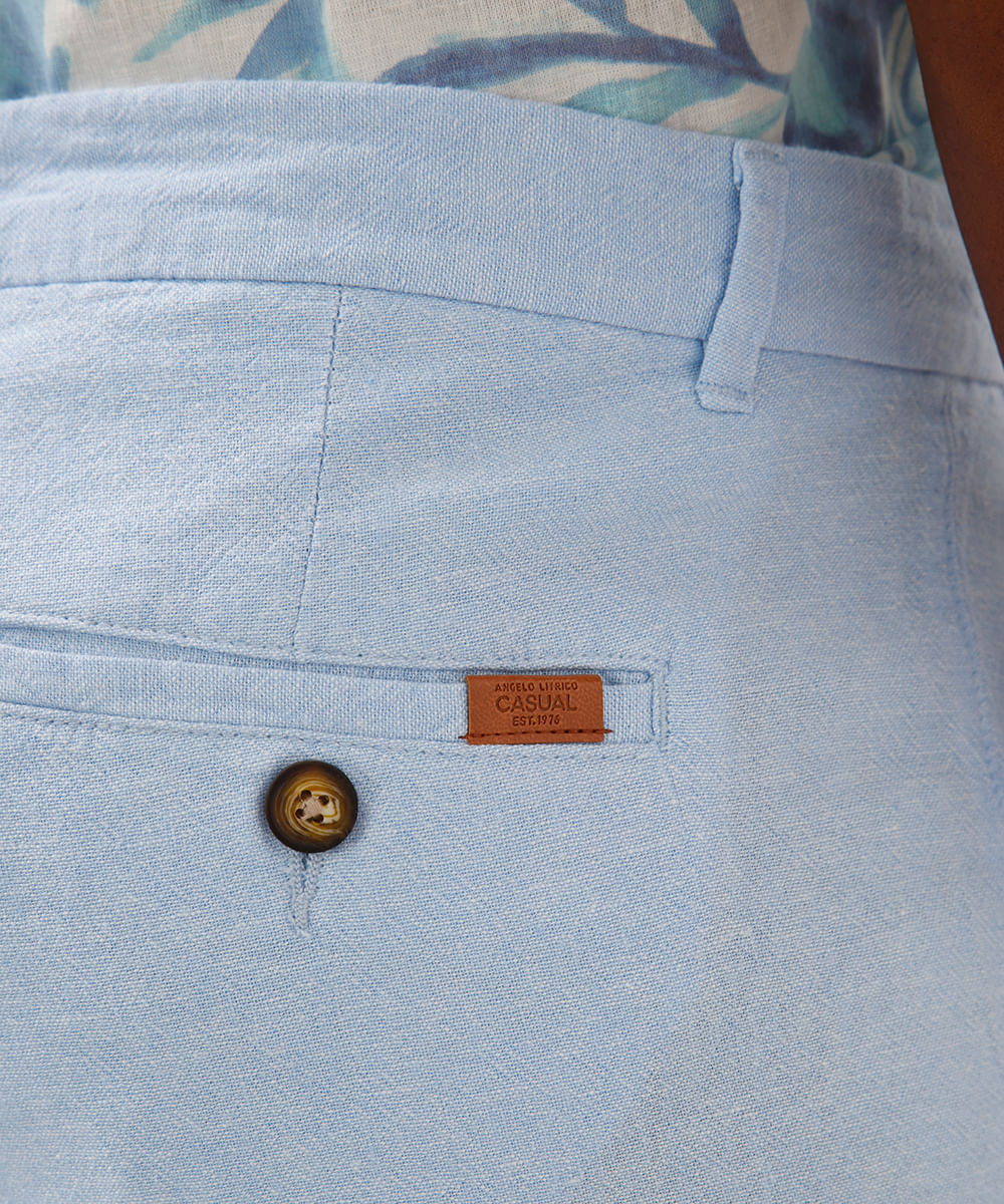 bermuda reta com linho azul