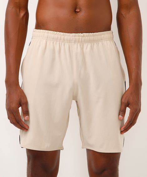 bermuda esportiva masculina com bolsos bege
