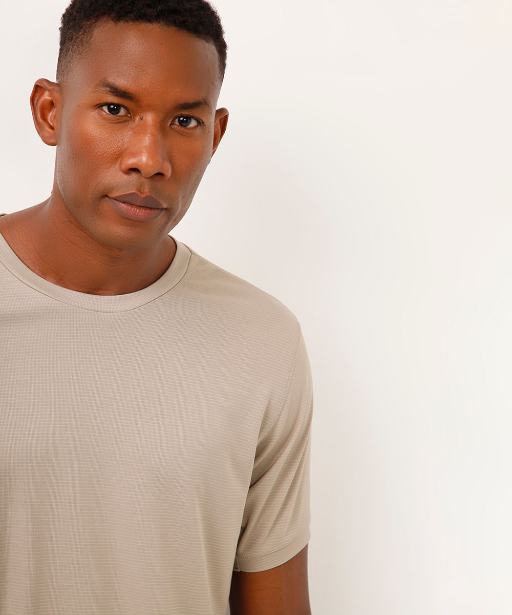 camiseta quadriculada esportiva ace bege