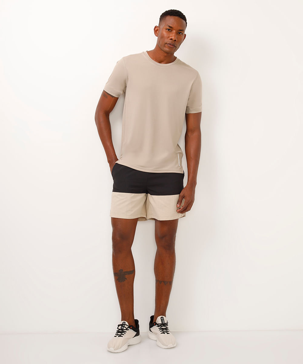 camiseta quadriculada esportiva ace bege
