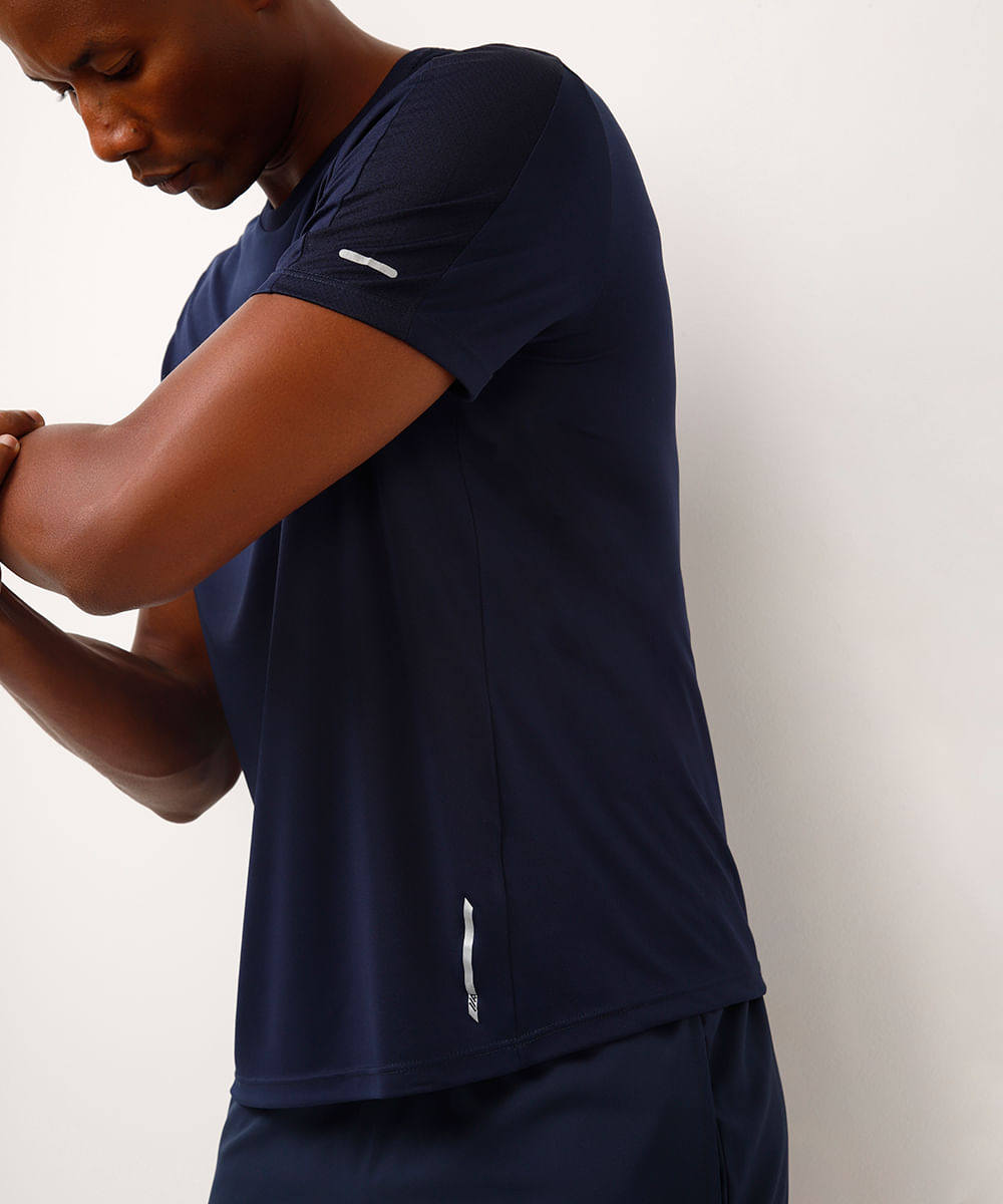 camiseta esportiva ace com recortes azul