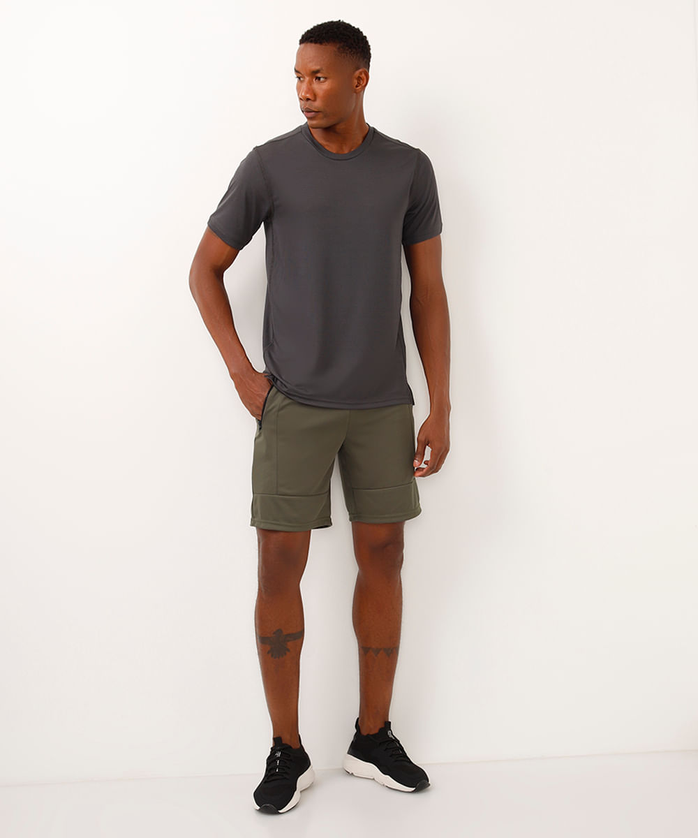 camiseta quadriculada esportiva cinza