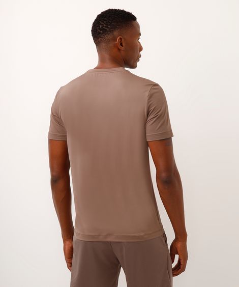camiseta slim manga curta com recortes esportiva marrom