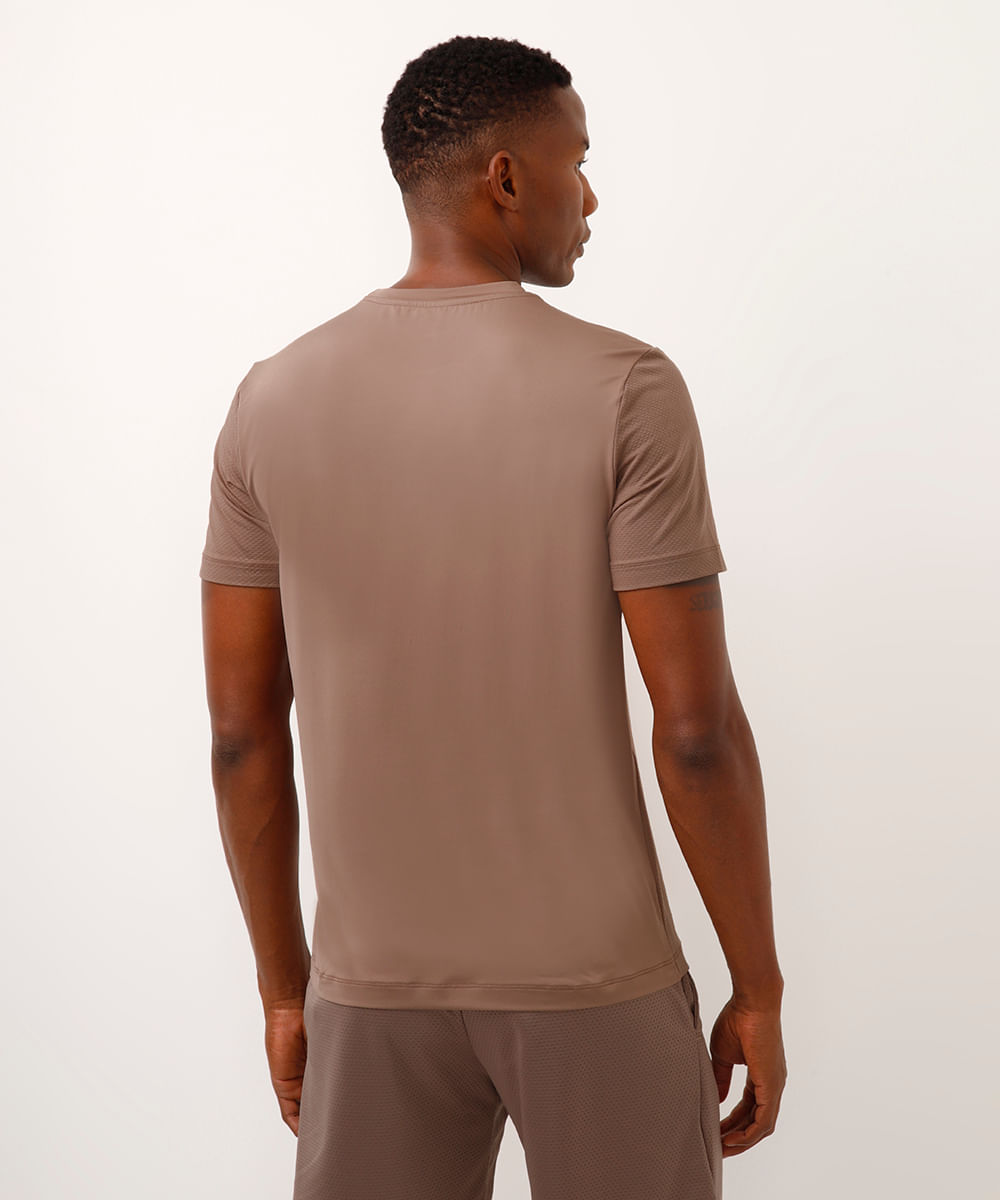camiseta slim manga curta com recortes esportiva ace marrom