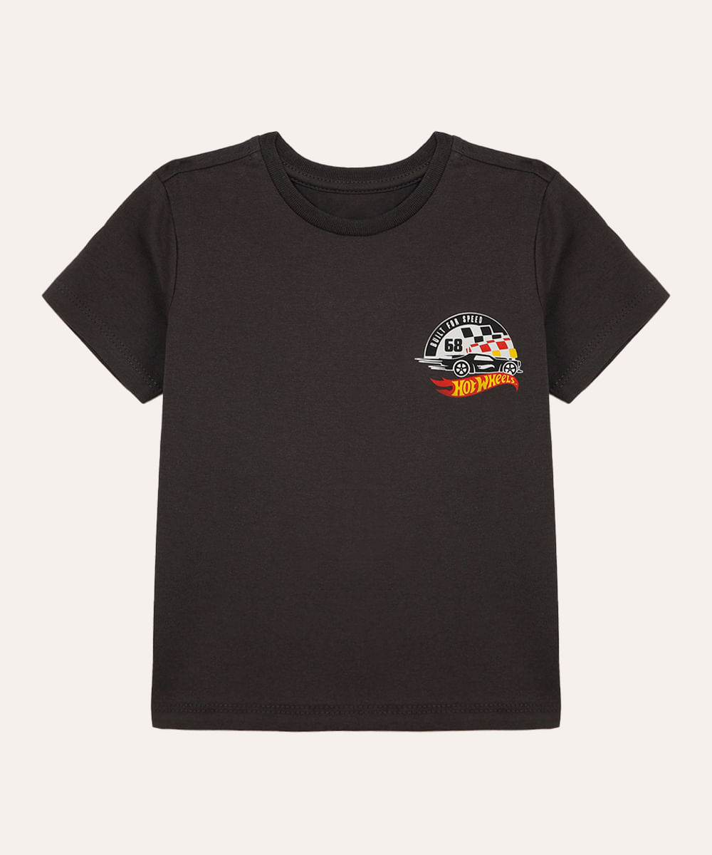 camiseta de algodão infantil hot wheels cinza