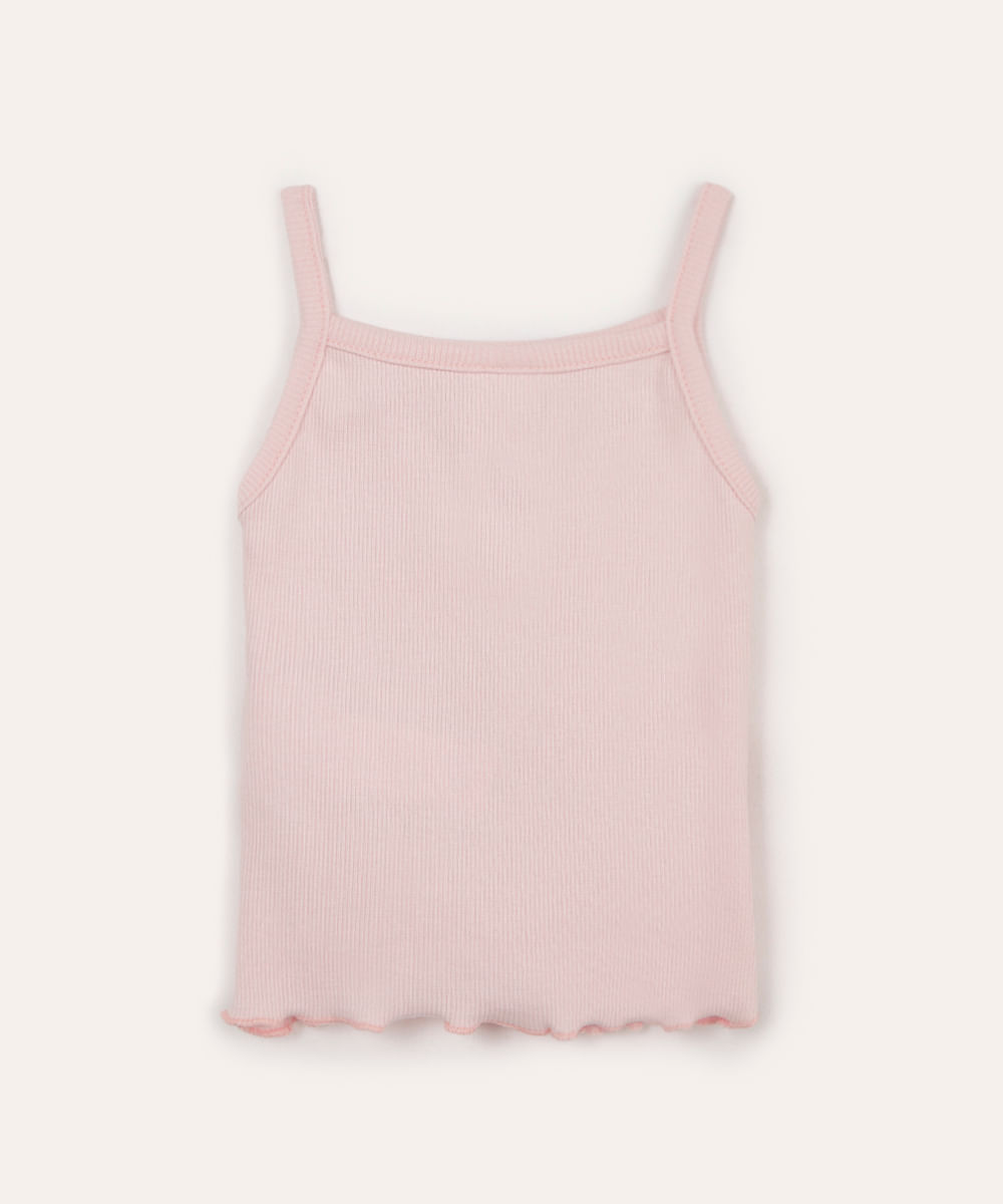 blusa de algodão infantil alça fina coração rosa