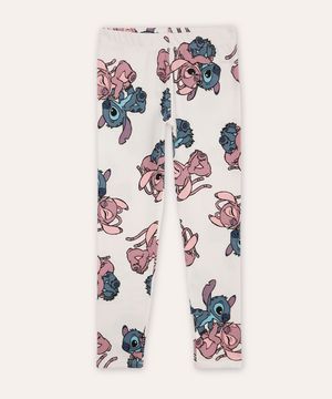 calça legging infantil stitch e angel off white