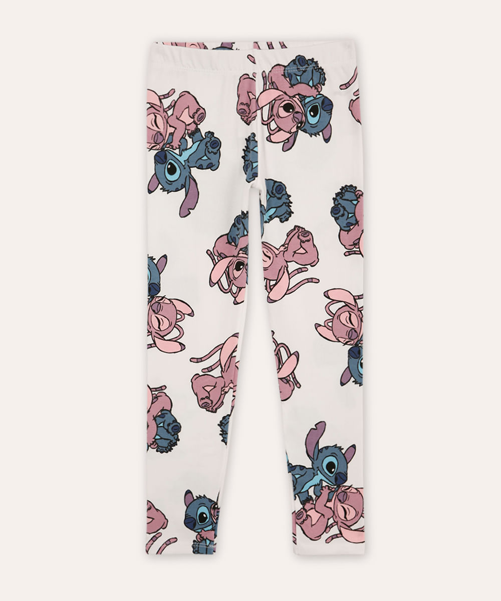 calça legging infantil stitch e angel off white