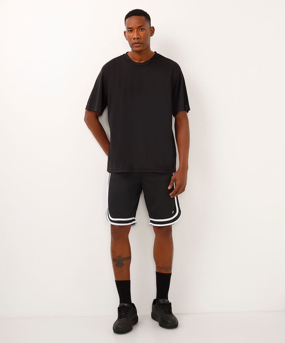 camiseta esportiva oversized masculina preta