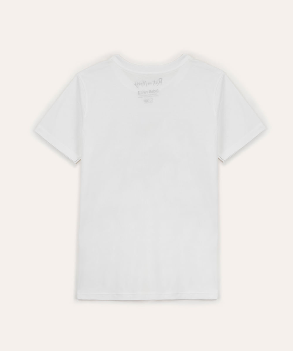camiseta de algodão juvenil rick e morty off white