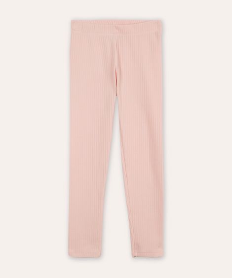 calça legging infantil canelada rosa