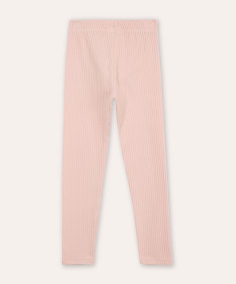 calça legging infantil canelada rosa