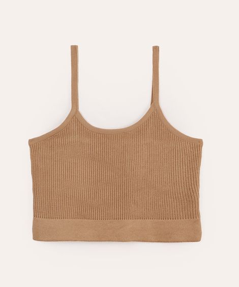 cropped de tricot juvenil alça fina bege