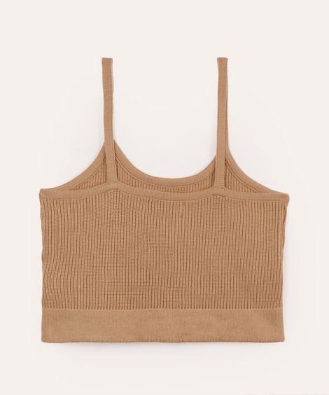 cropped de tricot juvenil alça fina bege