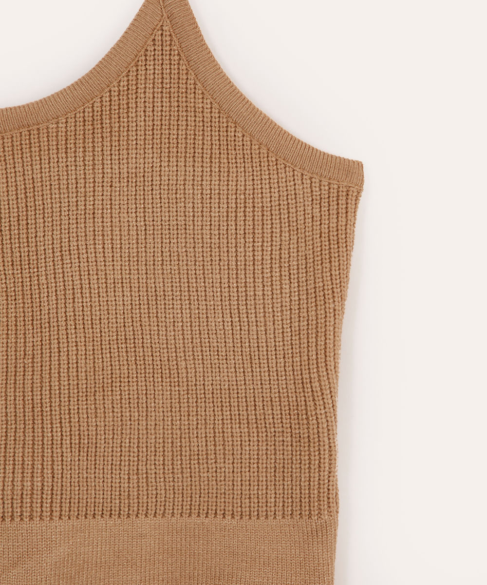cropped de tricot juvenil alça fina bege