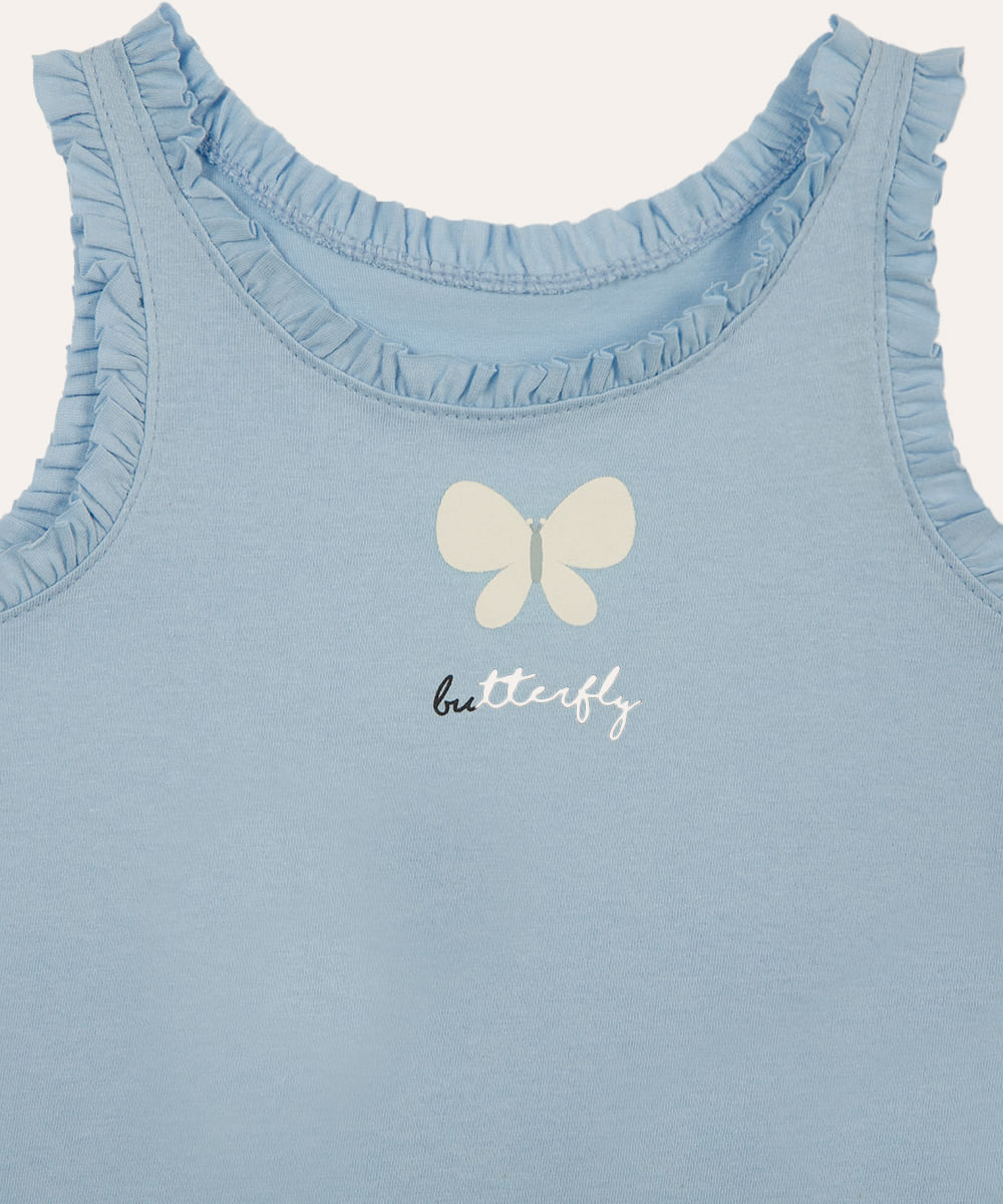 kit de 2 regatas infantis borboleta e floral colorida