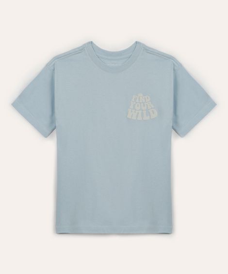 camiseta de algodão infantil find your wild azul