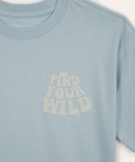 camiseta de algodão infantil find your wild azul