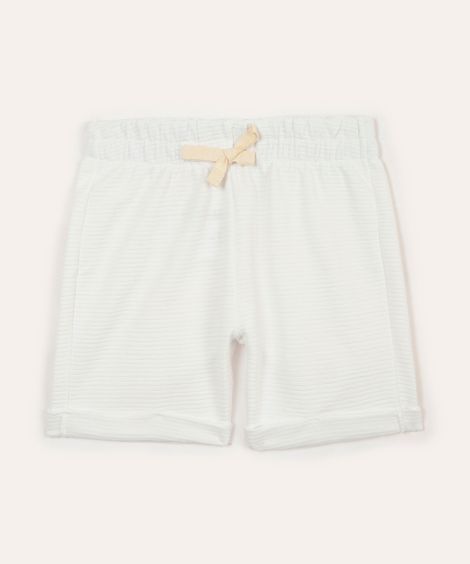 bermuda infantil de malha texturizada off white